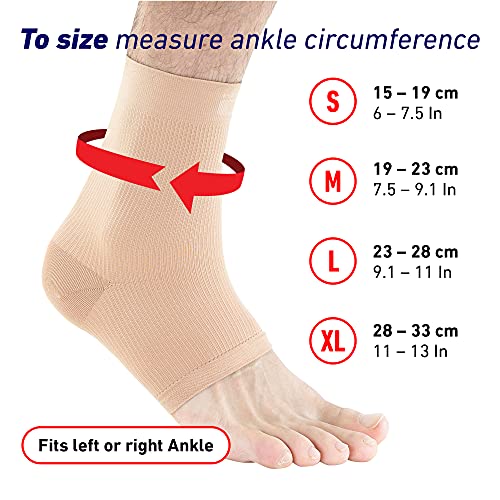 Neo-G Airflow Ankle Compression Sleeve - Sports, Daily Wear - Compression Ankle Brace, Tendonitis Support, Compression Ankle Support for Weak Ankles and Joint Pain - Airflow - XL – Beige