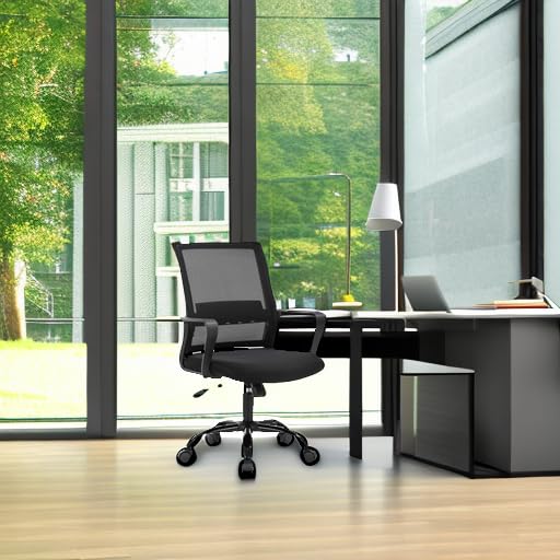 Home Office Chair Ergonomic Desk Chair Swivel Rolling Computer Chair Executive Lumbar Support Task Mesh Chair Adjustable Stool for Women Men (Black)