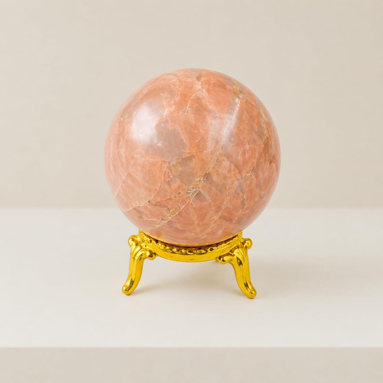 GEMSCITE Natural Moon Stone 50-55 mm Gemstone Ball Sphere with Stand Hand Carved Crystal Altar Healing Devotional Focus Spiritual Chakra Cleansing Metaphysical Gift for Men Women from India