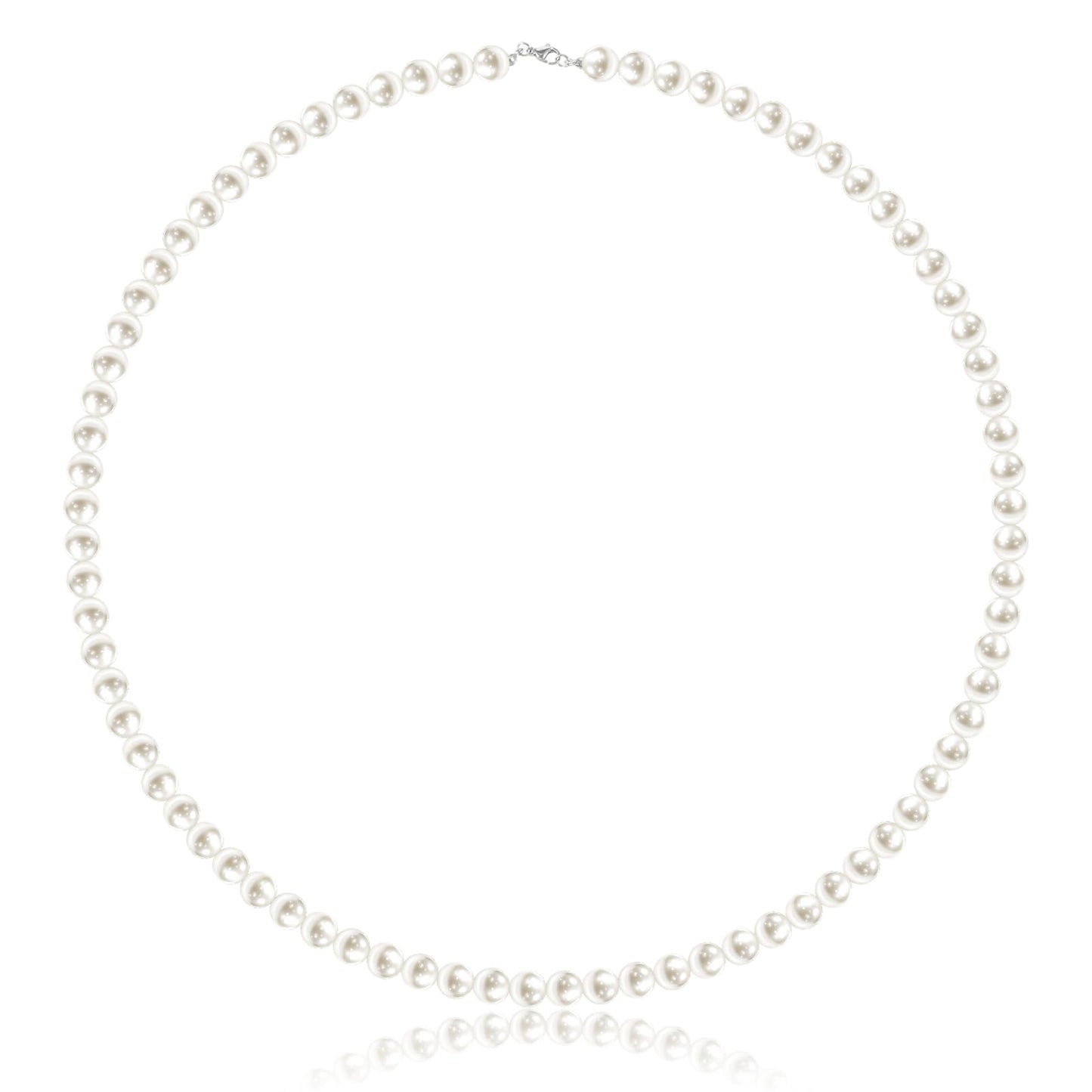 Round Imitation Pearl Necklace for Women, 6MM Cream White Rounds Pearl Choker Dainty Round Imitation Pearls Choker Necklace for Wedding Prom Jewelry Gifts