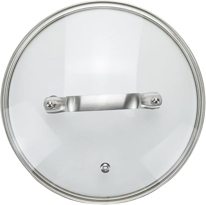 8 Inch Clear Glass Pot Lid for Frying Pan Replacement Cover Can Withstand 356Â°F (180â) with Stainless Steel Arch Bridge Handle,Matte Silver