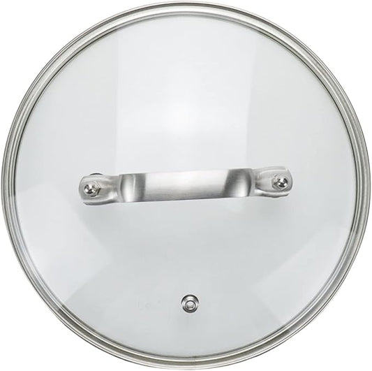 8 Inch Clear Glass Pot Lid for Frying Pan Replacement Cover Can Withstand 356Â°F (180â) with Stainless Steel Arch Bridge Handle,Matte Silver