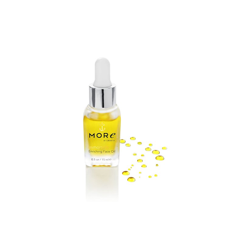 Enriching Face Oil with Immortelle, Best Pure Anti-Aging blend of 9 Essential Oils with Argan, Macadamia, Evening Primrose & Natural Retinol for Healthy, Luminous Skin. Dubrovnik Gold (.5 oz/15 ml)