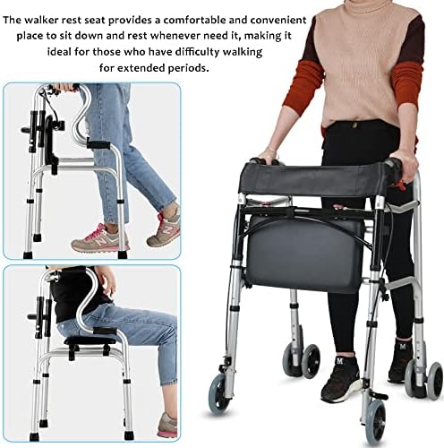 Walker Rest Seat for Attachable Seat Folding Walker, Maximum Weight Capacity of 250 Pounds, Adjustable Range:20"~24" (B)