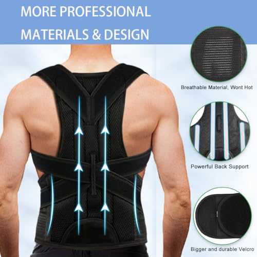 Back Brace Posture Corrector for Women Men -Adjustable and Breathable Support Scoliosis for Waist - Improve Back Posture for Body Correction and Lumbar Support XL(37"-42")
