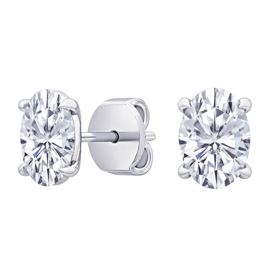 14K White Gold 0.5 Carat Oval Shape LAB GROWN Diamond IGI Certified Stud Earrings for women 4 Prong Push Back (E/F Color VS2/SI1 CLARITY)