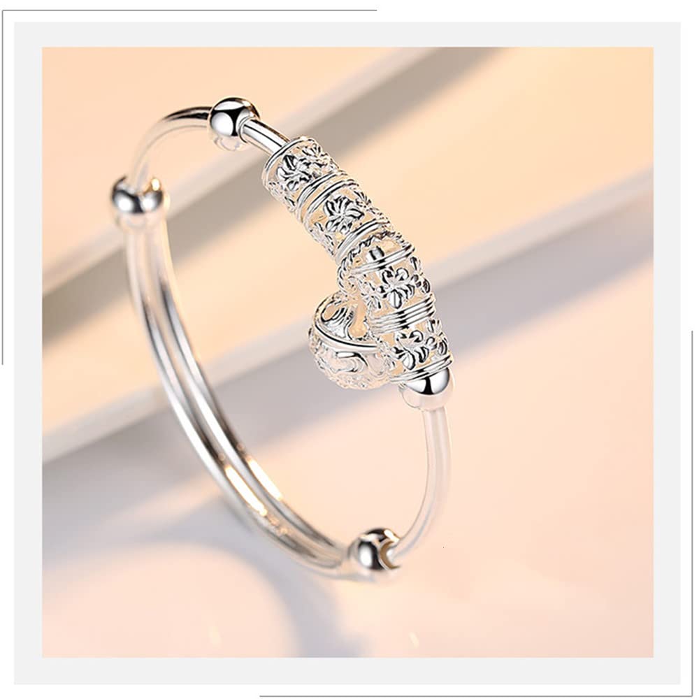 Sterling Silver Bracelets For Women 925 Sterling Silver Beads Bangle Bracelet Transfer Lucky Cuff Bracelet Adjustable Fashion Women Jewelry