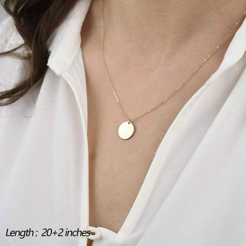 Turandoss Disc Choker Pendant Layering Necklace Simple Adjustable Layering Disc Necklaces for Women Jewelry