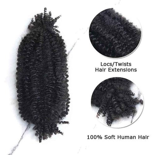 Human Hair Springy Twist Hair Extensions Afro Kinky Bulk Hair 100% Human Hair Twist Crochet Braiding Hair Springy Afro Twist Hair Extensions Natural Color For Black Women 22 Inch 100g