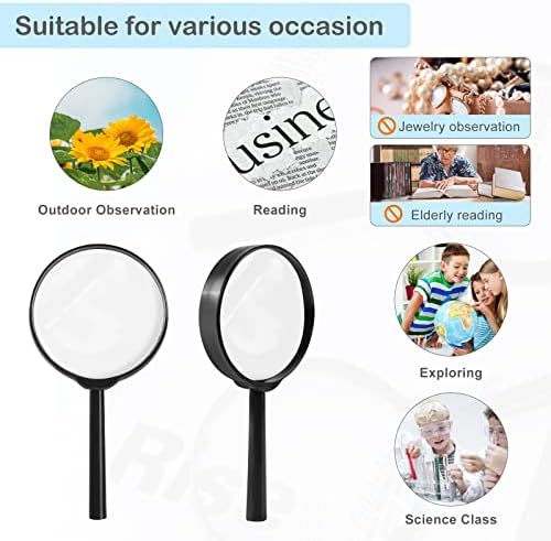 32Pcs Magnifying Glass for Kids, Hand Lens Portable Magnifying Glasses for Science Class, Outdoor Activities, Party, Reading (Black)
