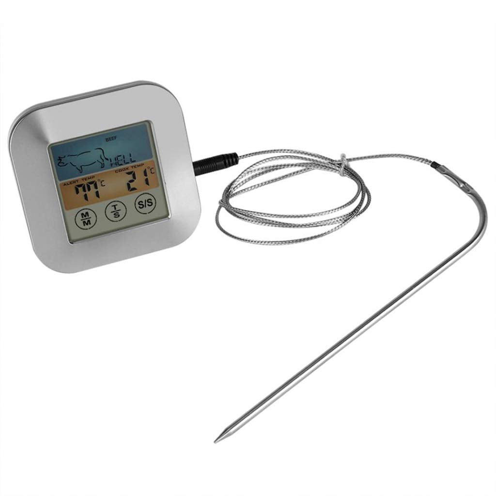 BERHUTJ Touchscreen Digital Food Meat Thermometer Timer Alert for Kitchen Cooking BBQ Grill