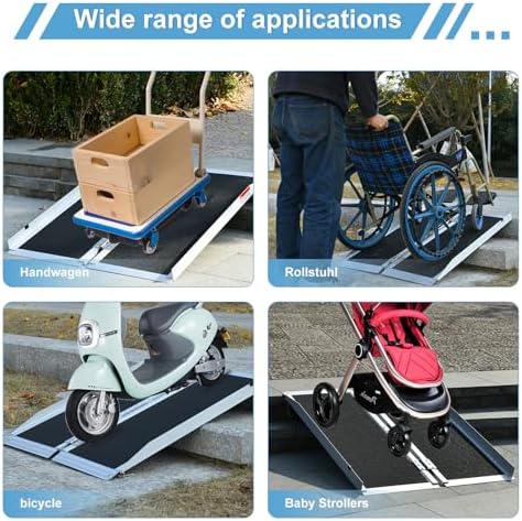 Portable Wheelchair Ramp 3FT,No-Slip Aluminum Folding Handicap Ramp 800 lbs Load Capacaity,Wheel Chair ramp for Home Steps,Stairs,car