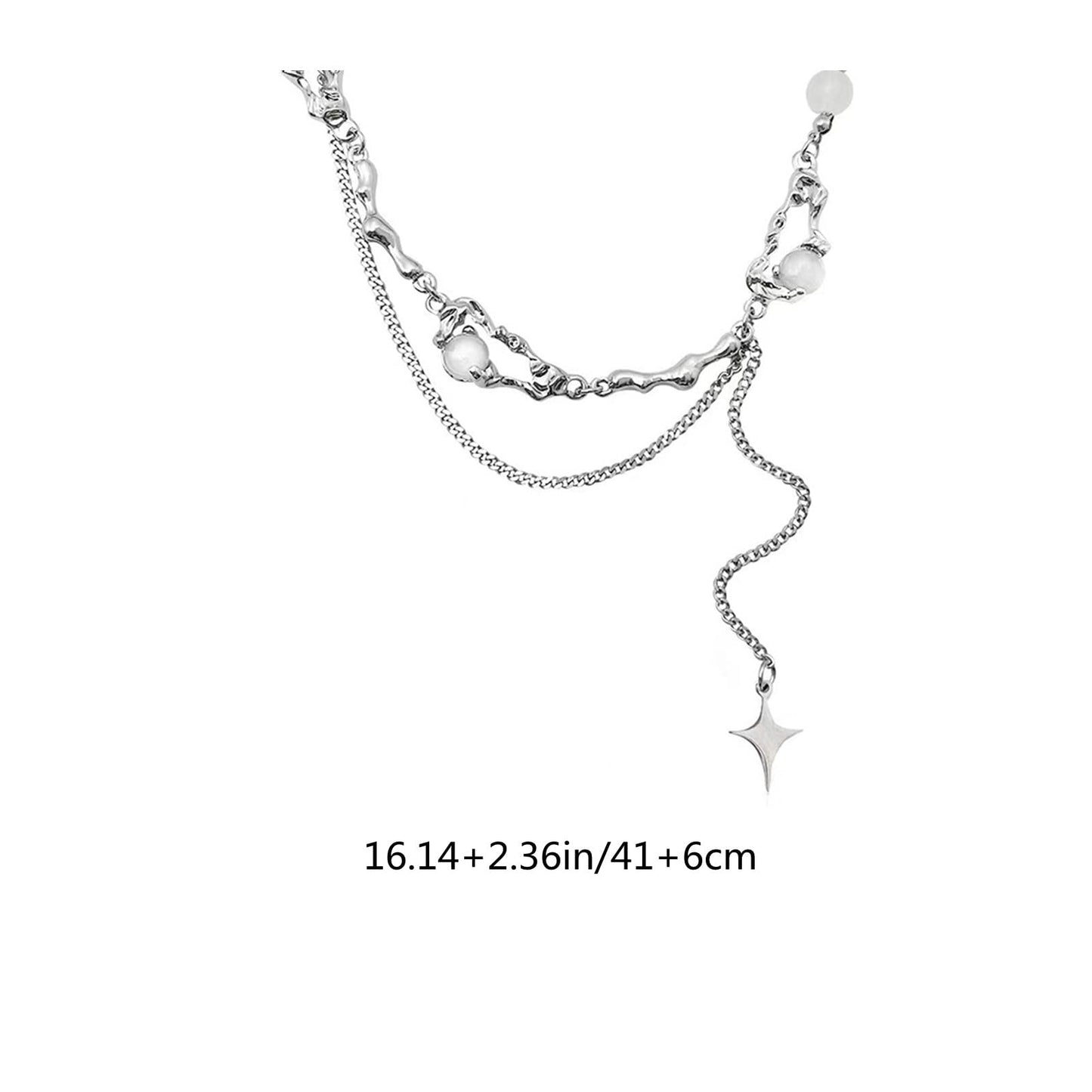 Buyongwant Y2k Irregular Necklace Star Zircon Moonlight Stone Advanced Design Sense Collar Chain Women's Fashion Silver Jewelry for Women