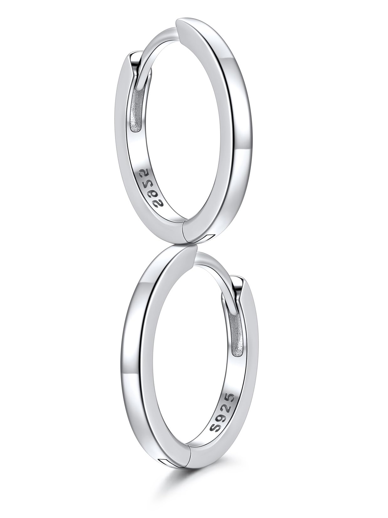 SILVERCUTE 925 Sterling Silver Huggie Hoop Earrings for Women,Hypoallergenic Small Silver Hoop Earring Cartilage Earring Lightweight Huggies Earrings for Women,8/10/12mm