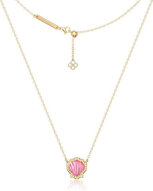 AICase 18K Gold Plated Pendant Necklace for Women,Shell Ivory Mother Of Pearl Fashion Dainty Jewelry,Anniversary Birthday Gifts for Women/MoM/Sister/Friends/Her/Wife/Grandma/Coworker_Hot Pink