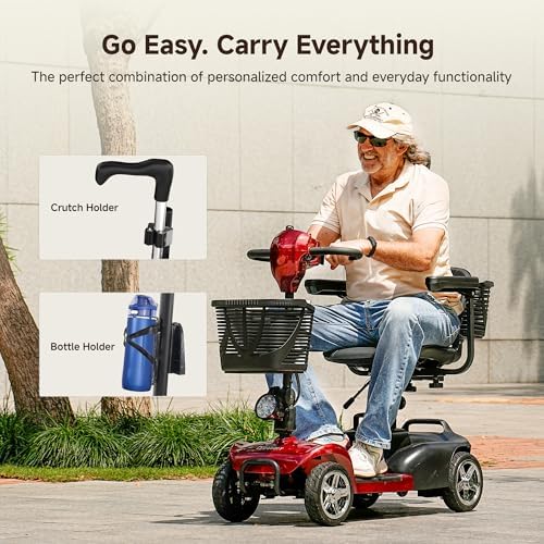 iScooter X02 Pro Mobility Scooter, 20Miles Long Range 4 Wheels Electric Mobility Scooter for Seniors & Adults, Electric Wheelchair 300lbs with Removable Battery, Dual Baskets, Crutch Holder, USB Port