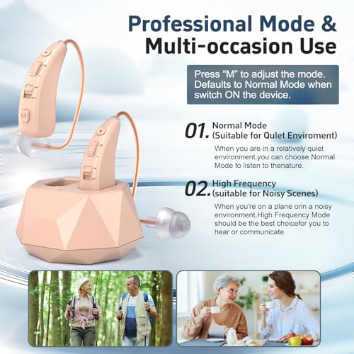 Hearing Aids for Seniors - Rechargeable Hearing Amplifier with Noise Cancellation Adults,Easy Volume Control,Comfort Design and Nearly Invisible