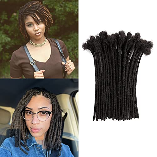 Loc Extension Human Hair 10inch 0.6cm Width 100% Permanent huamn hair Dreadlocks Extension Dyeable Rinse Handmade loc Extension for Men Women (40Strands Natual Black)