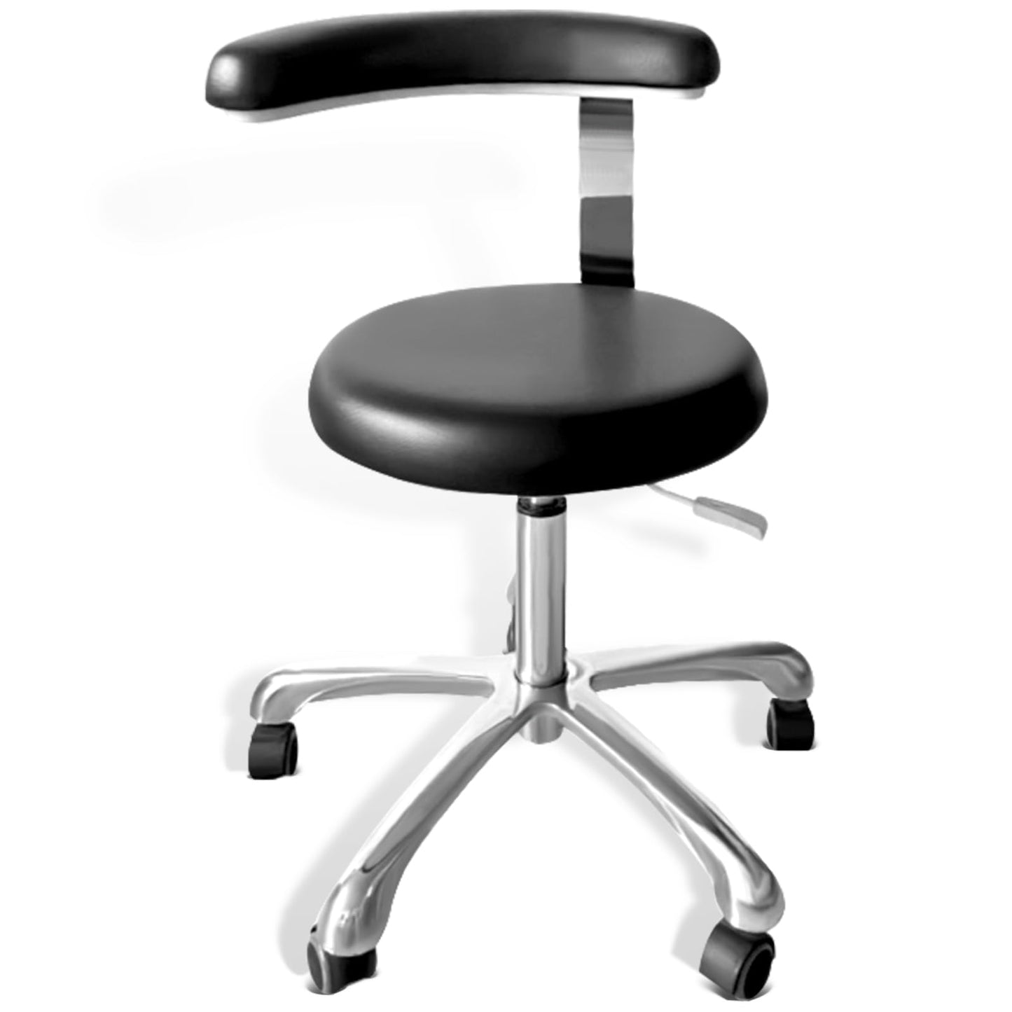 Medical Stool on Wheels with 360 Degree Swivel Armrests PU Leather Medical Stool, Height Adjustable, Salon, Shop, Home and Medical Dental Assistant Chair, Black