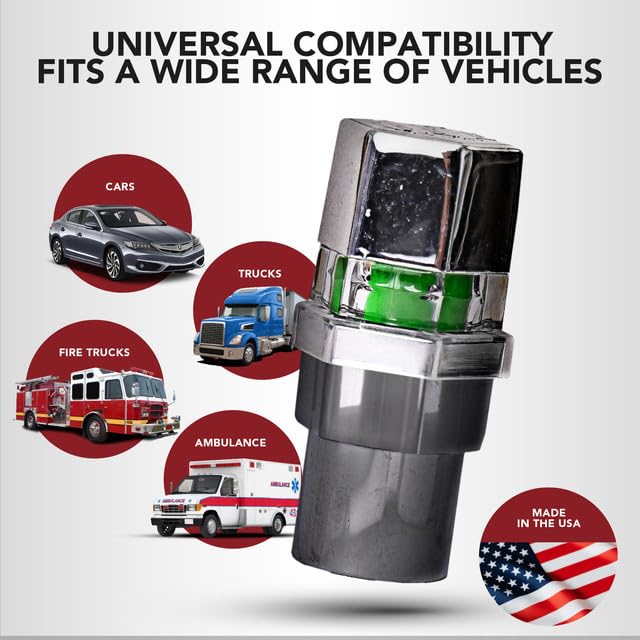 Quick Pressure Tire Pressure Monitoring Valve Caps Sensor Gauge - Advanced Detection System, 50 PSI Sensing Air Alert Indicator for Cars, Trailers, Bikes - Chrome-Plated, Pack of 4