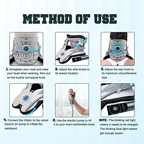Cervical Neck Traction Device,Electric Air Pump Neck Stretcher Cervical Traction Device,with 3 Power Traction and 8 Airbag Support,Neck Brace which Decompresses the Neck and Relieves