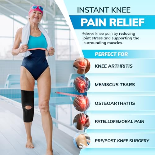 BraceAbility Open Patella/Open Back Neoprene Knee Sleeve | Water-Resistant Athletic Compression Knee Brace for Swimming, Wakeboarding, Scuba Diving, Surfing, Waterskiing and Other Sports (Small)