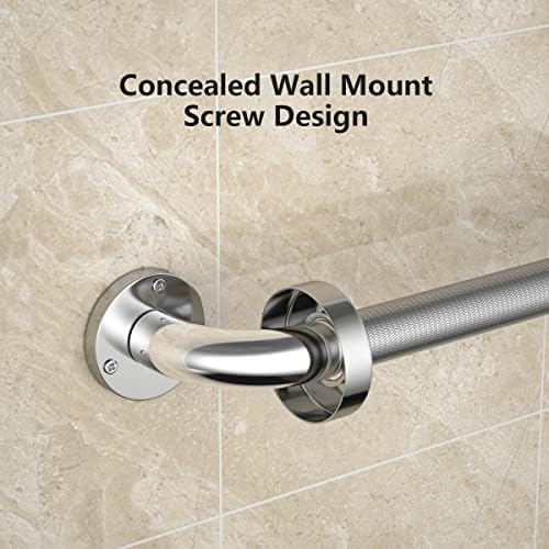 24 Inch Anti Slip Shower Grab Bar 1.25" Diameter, YuanDe 2 Pack Stainless Steel Bath Grab Bar, Knurled Bathroom Safety Rail, Shower Handrail Support, Handicap Elderly Injury Balance Assist Handles