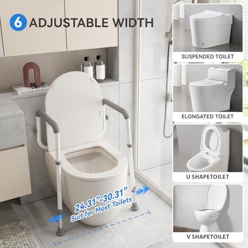 Toilet Safety Rails Medical Steel Sturdy Toilet Handle Height-Adjustable Leg Provides Support for Seniors, Disabled and Pregnant Women
