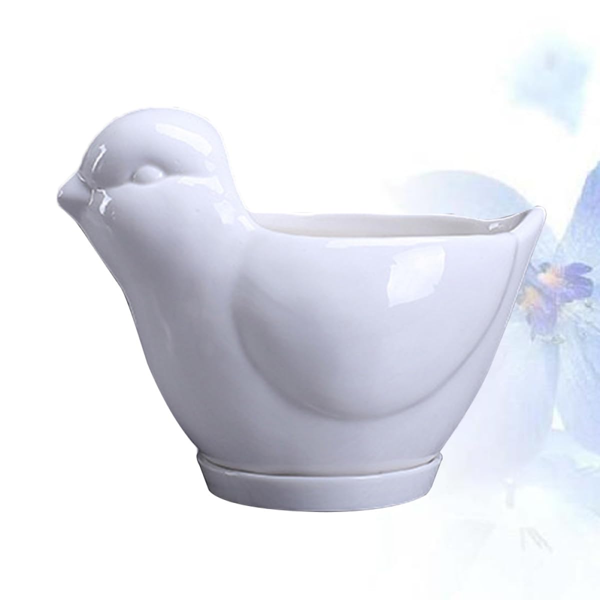 Beaupretty White Ceramic Bird Shaped Succulent Plant Pot with Tray Small Indoor Flower Container Desktop Decor for Home Office Gardening
