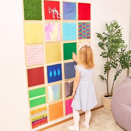 Sensory Wall Panel for Kids | Textured Tiles Sensory | Sensory Wall Pads for Play & Learning | Sensory Mats for Toddlers & Classrooms | Wall Padding for Kids Playroom | Sensory Wall 24 Pack