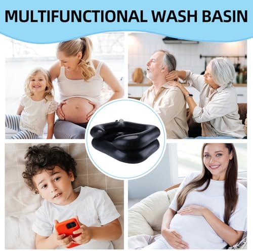 Upgraded Inflatable Hair Washing Basin with Built-in Manual Pressure Inflation, Portable Shampoo Bowl Sink for Hair Washing Station & Elderly, Disabled, Bedridden