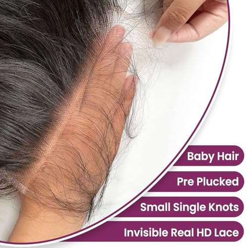 HD Lace Closure Brazilian Straight Closure 4x4 Lace Closure Human Hair 150% Density Unprocessed Virgin Human Hair Free Part Closure Natural Hair Color Black 22 Inch