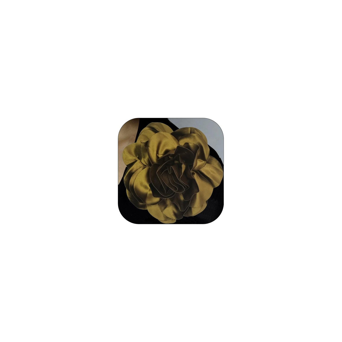 ZZ ZINFANDEL 19mm Extra Large Rose Flower Brooches Lapel Pins Dainty Satin Fabric Brooches Big Camellia Flower Brooch Pin for Women Wedding Part Dance Clothes Accessories Jewelry Gifts (Green)