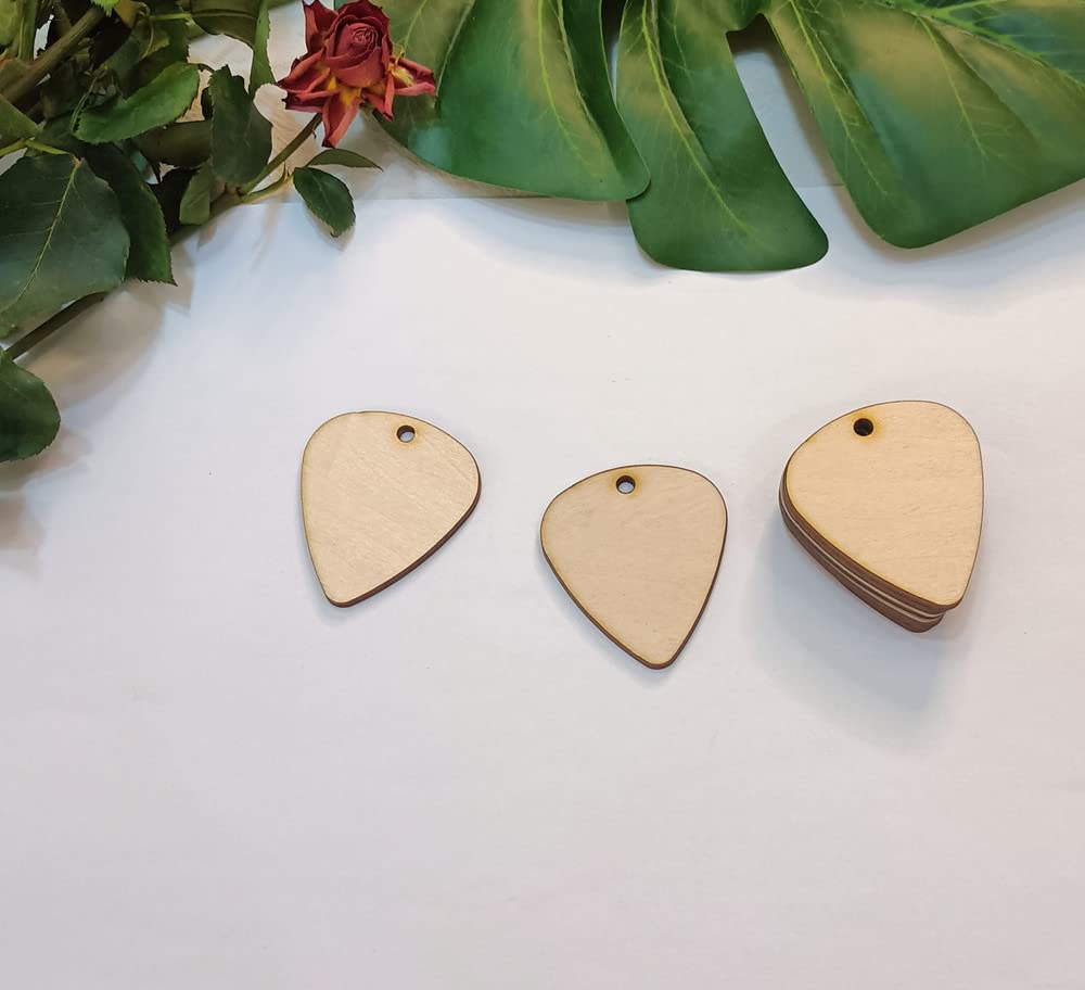 30pcs of Guitar Pick Shape Natural Wood Earrings Blanks,DIY Unfinished Laser Cut Natural Wood Earrings,Blank Wood Jewelry Accessories (1.5'')