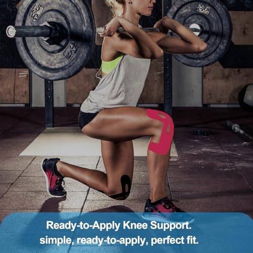 Precut Knee Kinesiology Tape - 12 Pcs Precut Kinesiology Tape for Knees Waterproof Strips Elastic | Breathable Joint Stability Hypoallergenic Latex-Free Tape, Beige
