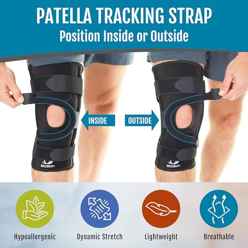BioSkin Wraparound Patella Stabilizer Knee Brace for Patellofemoral Pain, Patella Tracking Disorders, Dislocation, and Subluxation, Left or Right Kneecap Tracking (XL)