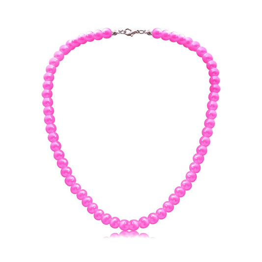 8mm Pearl Choker Necklace Multicolor 1920s Dainty Beads Necklace Costume Prom Party Statement Jewelry for Women-rose pink