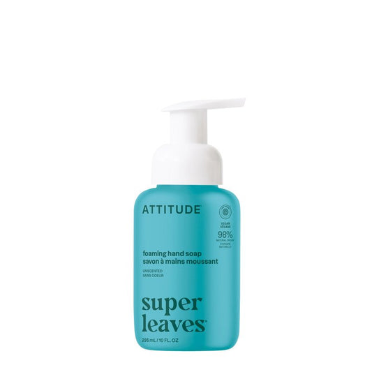 ATTITUDE Foaming Hand Soap, EWG Verified, Plant and Mineral-Based Ingredients, Vegan and Cruelty-free Personal Care Products, Unscented, 10 Fl Oz
