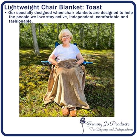 Granny Jo Products Lightweight Wheelchair Blanket, Warm Fleece, Fleece with Pocket, Toast, 36 inch (2204)