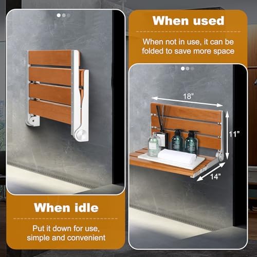 Wall Mount Shower Seat 18", Suitable for The Elderly Disability and Pregnant Women-Maximum Load 440lb