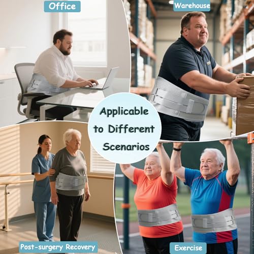 King Mills Plus Size Back Brace for Lower Back Pain, Breathable Obese Belly Support for Sciatica, Back Pain, Scoliosis, Two Sets of Support Bars. Lightweight. (Waist: 52" - 60")