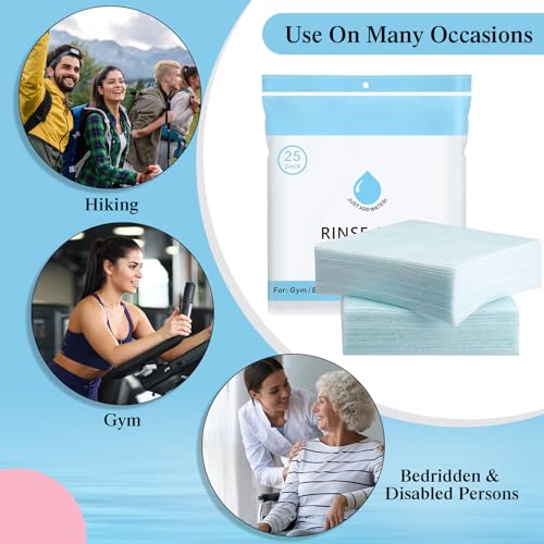 50 Pcs Rinse Free Bathing Wipes Bulk Sponges Bath Wipes All in 1 Shower Rinse Free Bath Sponges Wash Cloths for Campers, Hikers, Adults, Elderly