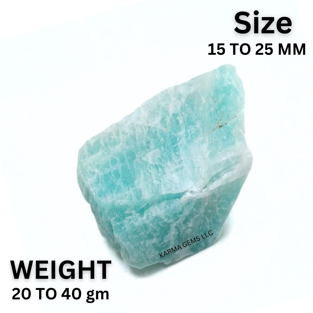 Karma Gems 5 Pcs Rough Amazonite Natural Crystal - Tumbling Rocks - Cool Rocks and Agate Stone - Amazonite for Energy Healing of Mind and Body - Enhance Personal Luck