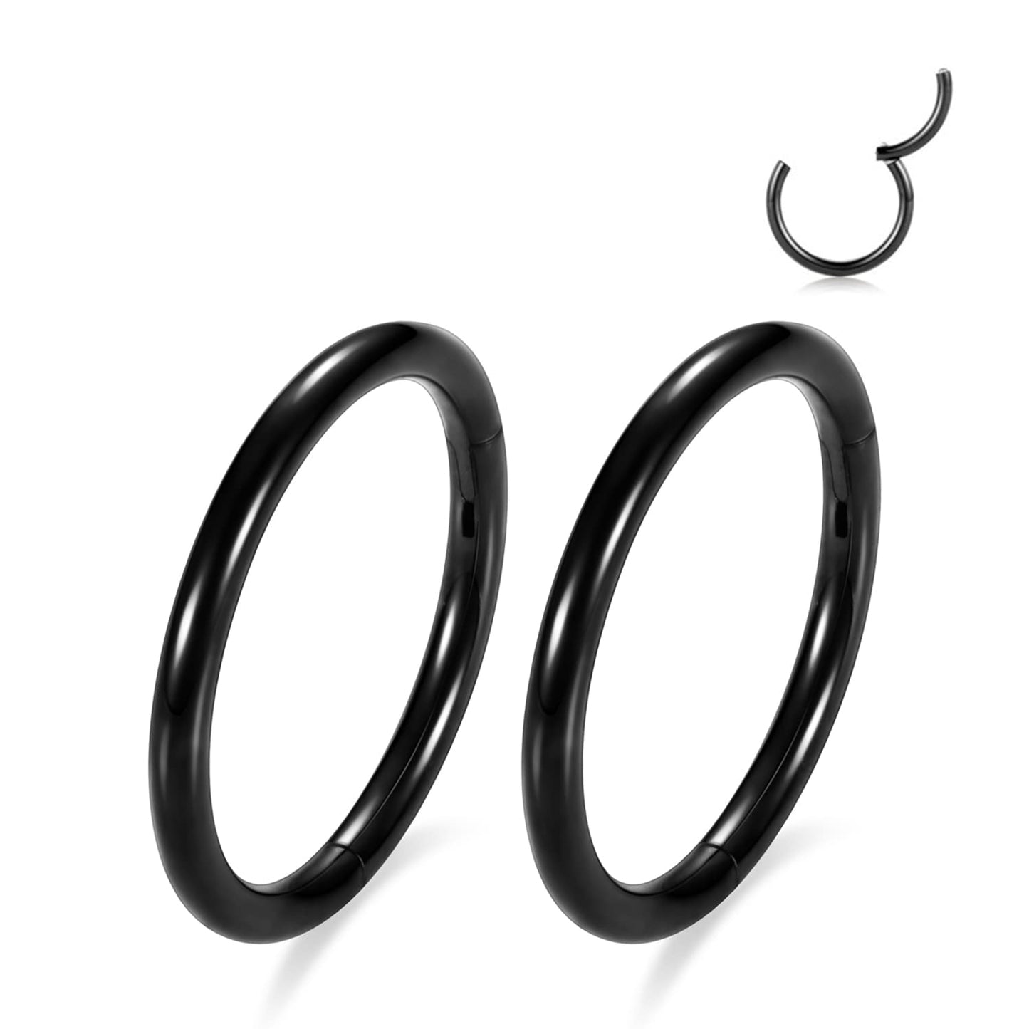 Nose Rings 18 Gauge Nose Ring Hoop Earrings For Women 18g Nose Hoop Black 8mm Septum Jewelry Surgical Steel Septum Ring Septum Clicker Lip Rings Helix Earring Rook Earring Conch Cartilage Earring