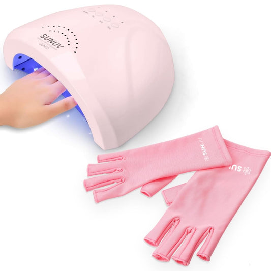 SUNUV UV Nail Lamp, UV Gloves for Gel Manicures with UV Protection, Quick-Drying UV Light for Nails with Adjustable Settings SUNone