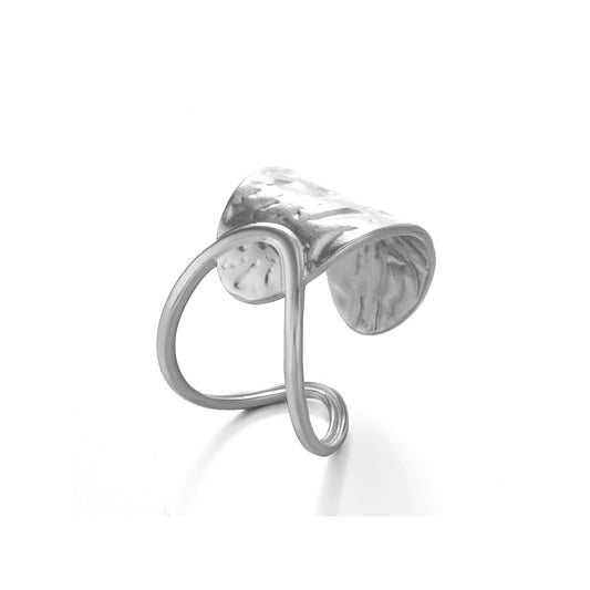AIETUE Chunky Rings For Women, Gold Silver Thumb Ring Asymmetrical Wavy Curve Ring Adjustable Non Tarnish Dainty Stainless Steel New Year Anniversary Birthday Jewelry Gift (Crossing Silver)