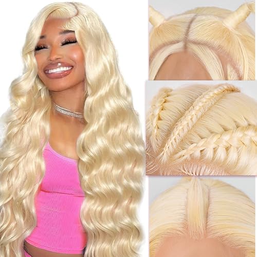 613 Lace Front Wig Human Hair 200 Density 13x6 Body Wave Blonde Wig Human Hair 613 HD Blonde Lace Front Wigs 613 Lace Frontal Wigs Pre Plucked for Women (20 Inch)