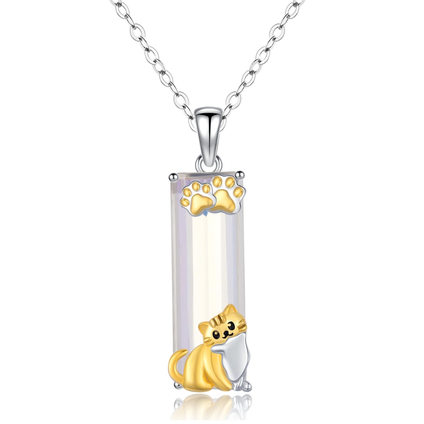 AENEAS Cat Necklace 925 Sterling Silver Crystal Animal Pendant Cute Paw Graduation Jewelry Gifts for Friend Daughter Her Wife Women