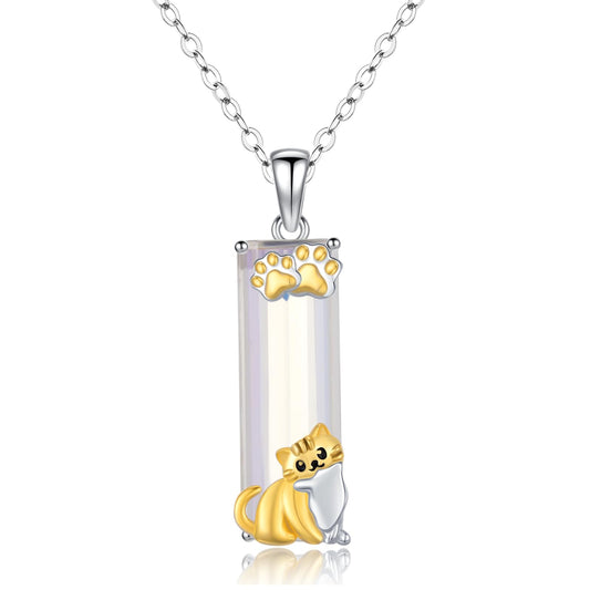 AENEAS Cat Necklace 925 Sterling Silver Crystal Animal Pendant Cute Paw Graduation Jewelry Gifts for Friend Daughter Her Wife Women