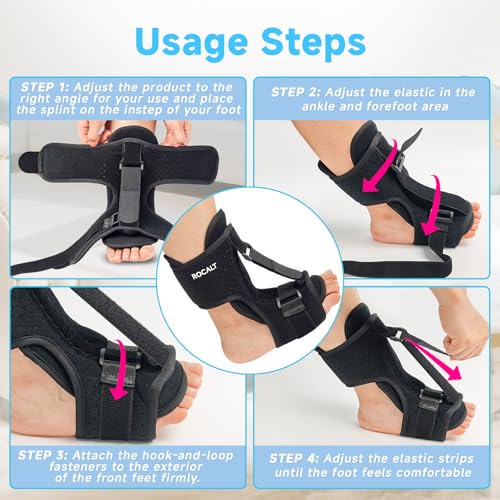 Plantar Fasciitis Night Splint, Upgraded Adjustable Planters Facetious Relief, Soft & Comfortable Foot Brace, Achilles Tendonitis Heel Spur and Foot DropNight Splint for Women and Men